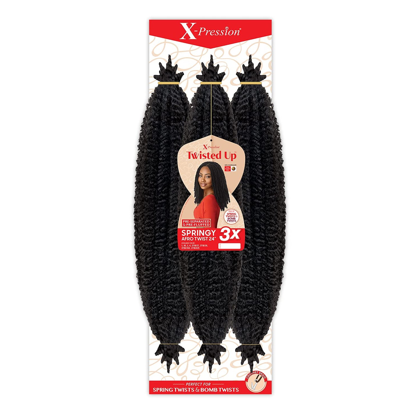 Outre Crochet Braids X-Pression Twisted Up 3X Springy Afro Twist 24" 1