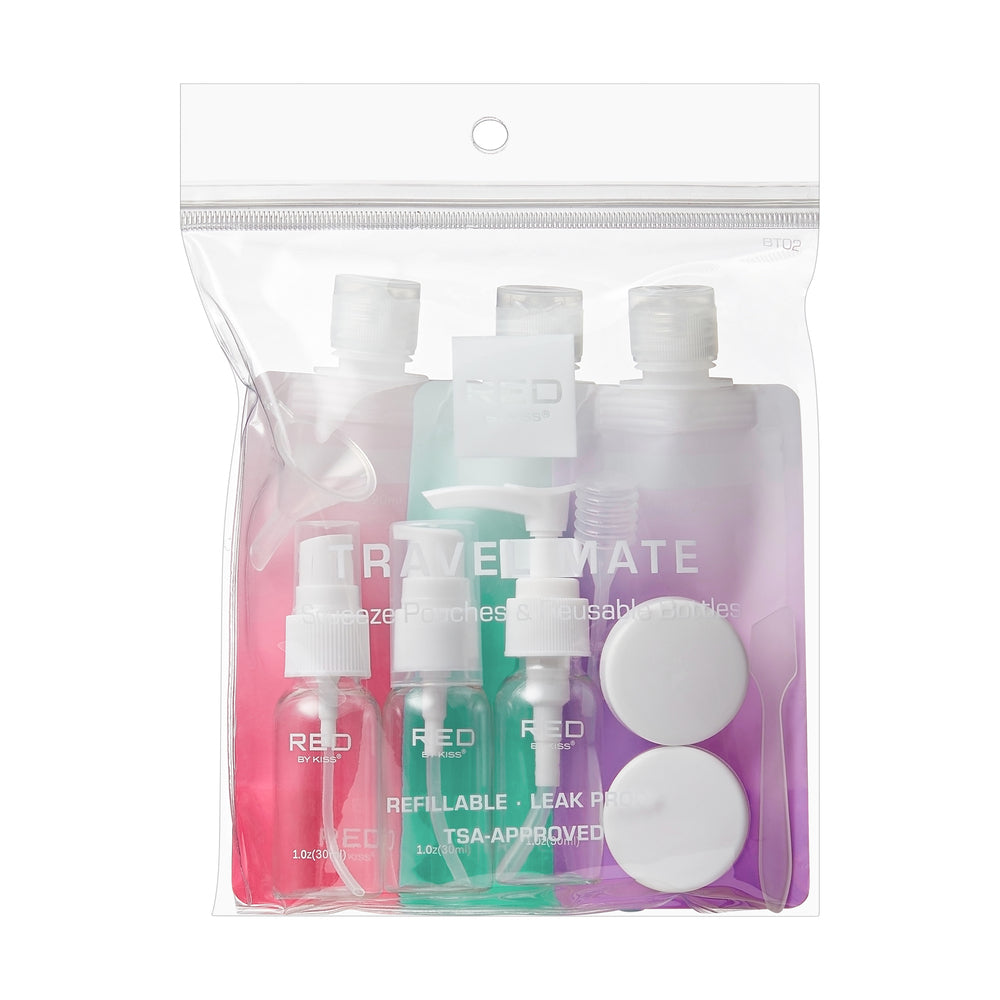 REFILLABLE TRAVEL BOTTLE & POUCH SET