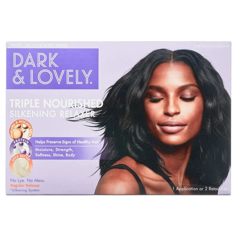 Dark and Lovely Triple Nourished Shine Enhancing, Hair Relaxer, for All Hair Types, Regular Strength