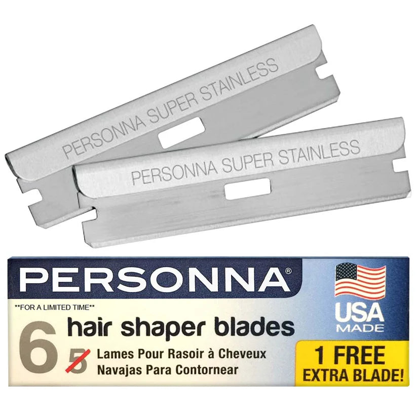PERSONNA HAIR SHAPER RAZOR BLADES - 6 PC
