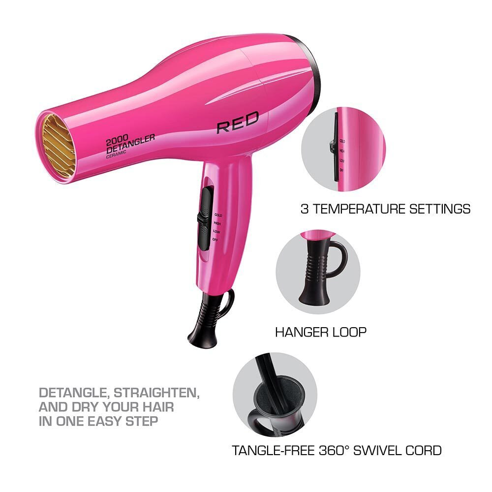 2000 CERAMIC DETANGLER DRYER PINK
