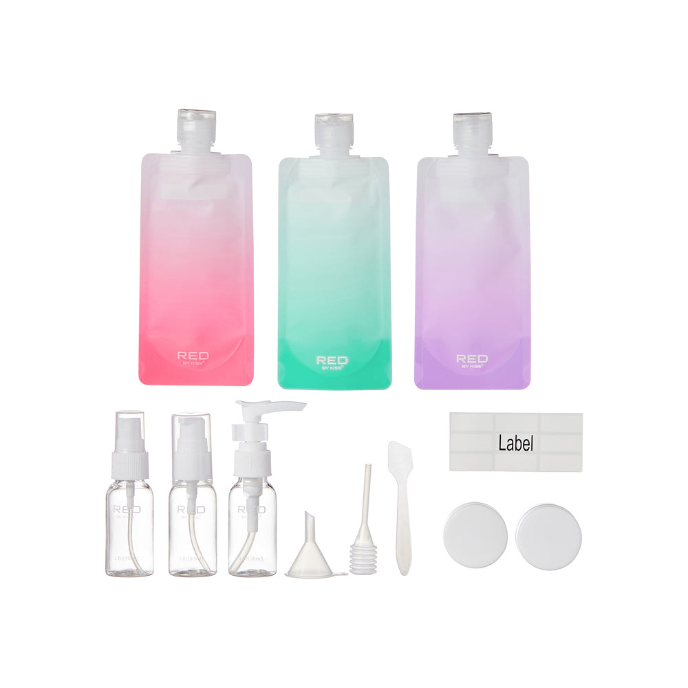 REFILLABLE TRAVEL BOTTLE & POUCH SET