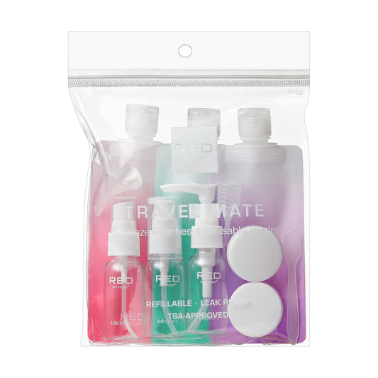 REFILLABLE TRAVEL BOTTLE & POUCH SET