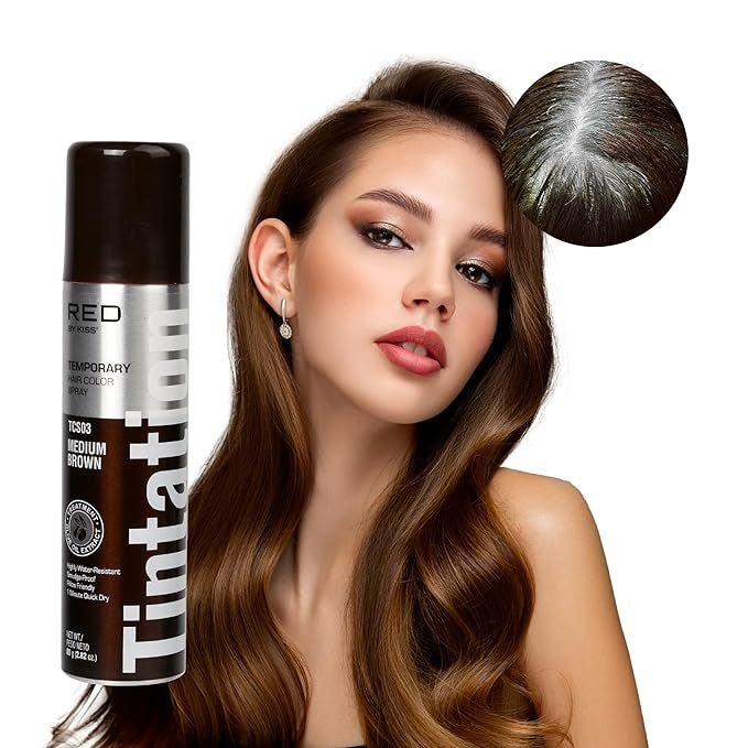 Tintation Temporary Hair Color Spray, Instant Gray Root Cover Up medium brown