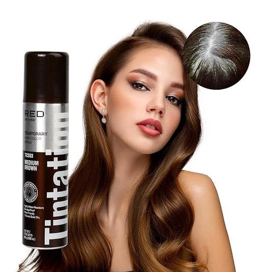 Tintation Temporary Hair Color Spray, Instant Gray Root Cover Up medium brown