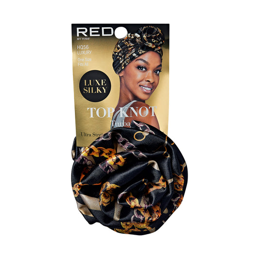 RED LUXE SILKY TOP KNOT TURBAN LUXURY