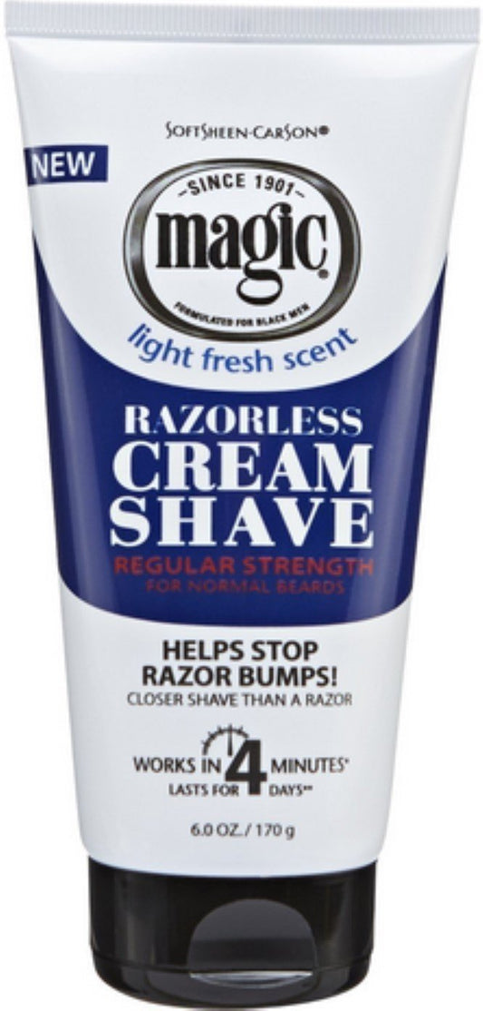 Magic Shave Razorless Cream Shave, Light Fresh Scent, Regular Strength 6 oz