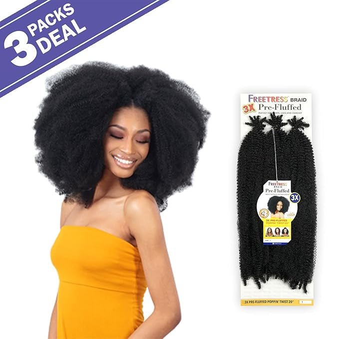 Freetress Braids 3X PRE FLUFFED WATER POPPIN TWIST 20”