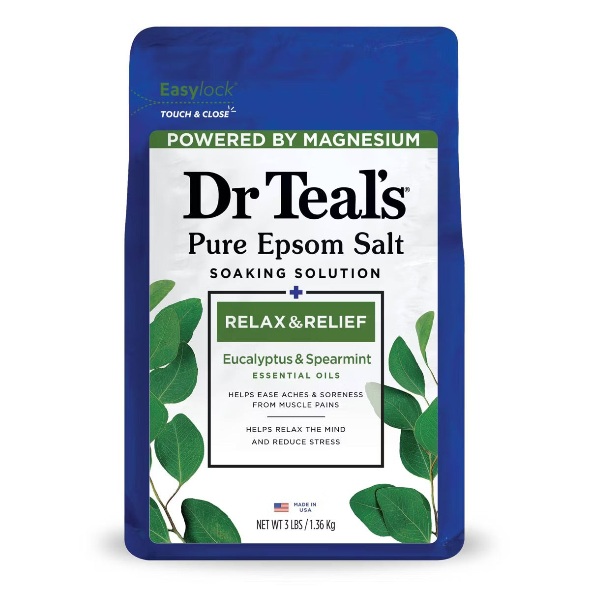 Dr Teal's Epsom Salt Magnesium Soak - Relax & Relief with Eucalyptus & Spearmint