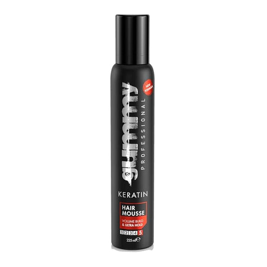 Gummy Keratin Ultra Strong Hold Hair Styling Mousse 7.6 fl.oz - 5 Level Hold Rate Volume Build, 225 ml