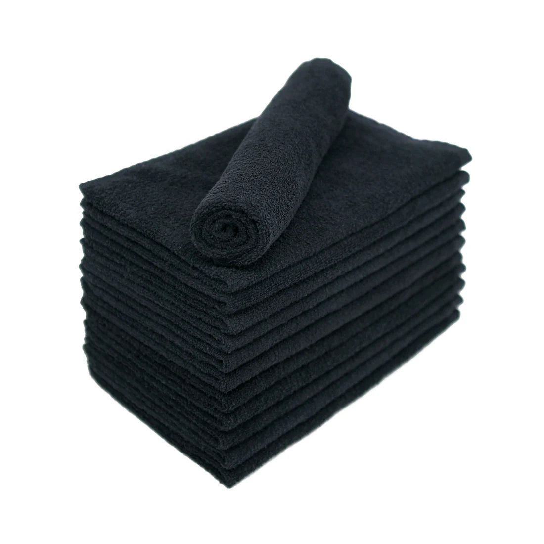 COTTON BLEACH-SAFE SALON TOWELS- 1 DOZEN black