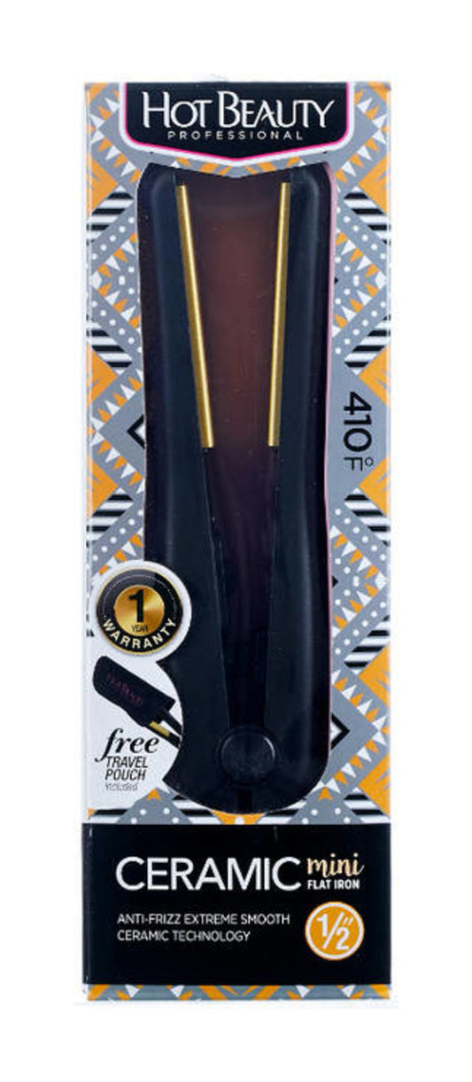 HOT BEAUTY 1/2" MINI FLAT IRON - BLACK