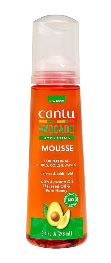 Cantu Hydrating Styling Mousse with Avocado and Flaxseed Oil, 8.4 Oz