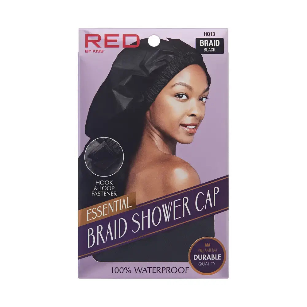 RED ESSENTIAL BRAID SHOWER CAP