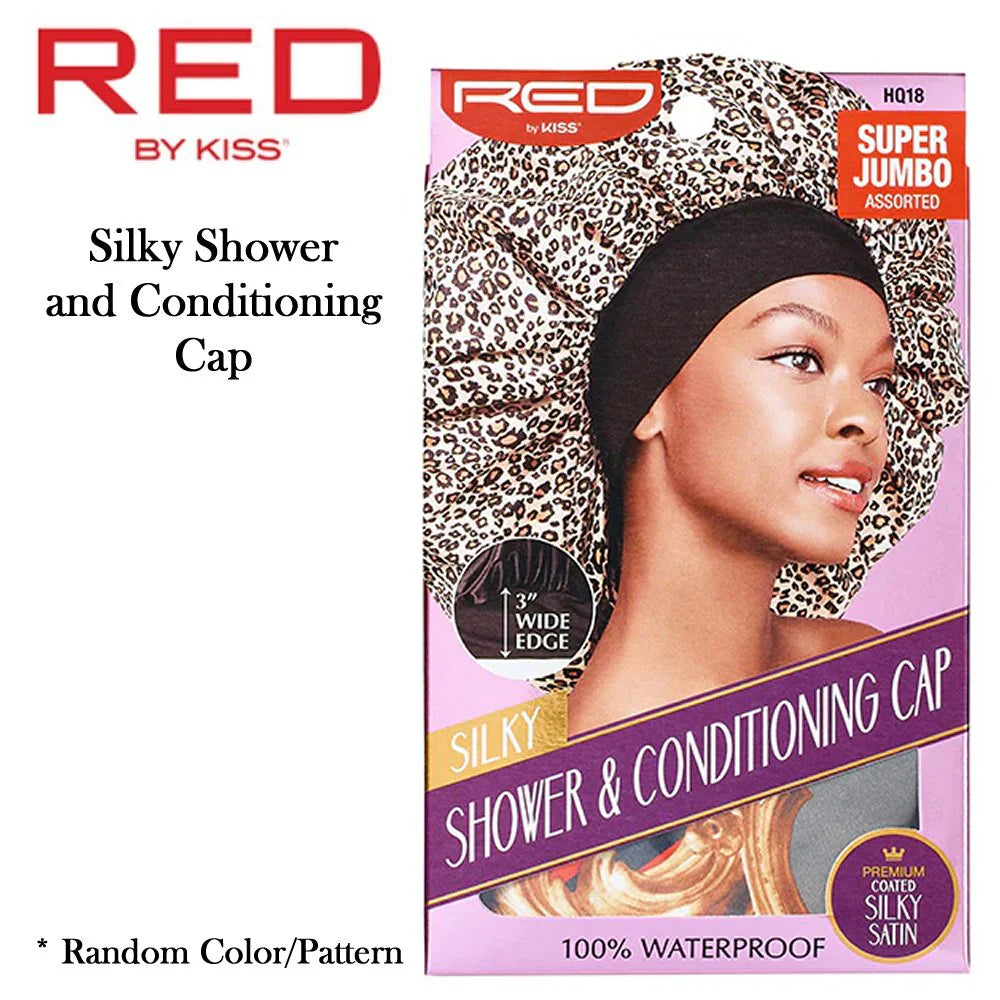 Red conditioning and shower cap