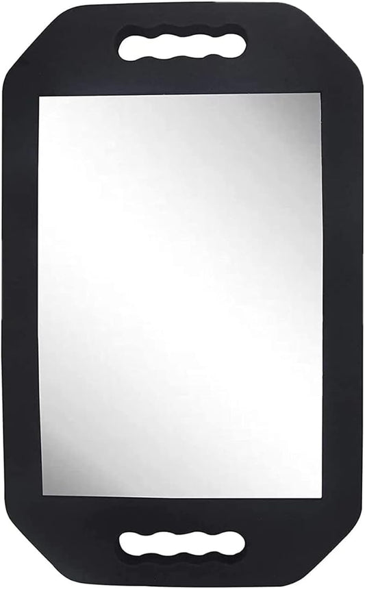 Handle Mirror – Large Hand Mirror with Double Handle - Rectangular Hand Held Mirror with Handle - Lightweight Hair Salon Equipment Hairstylist and Barber Accessories (1Pcs Rectangle)