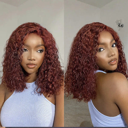 Reddish Brown Curly Lace Closure Wig | Pre-Plucked, Glueless, 100% Human Hair