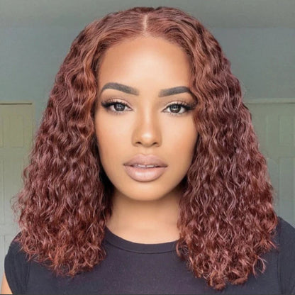 Reddish Brown Curly Lace Closure Wig | Pre-Plucked, Glueless, 100% Human Hair